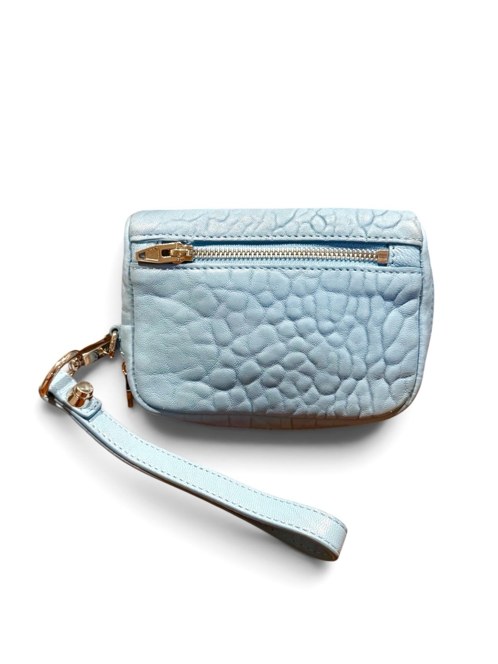 ALEXANDER WANG Baby Blue Pebbled Leather Fumo Wristlet